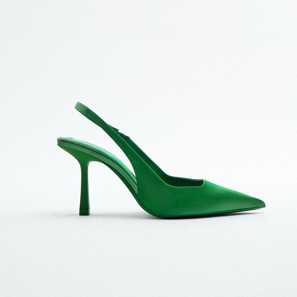 Zara Green Sling Backs 39 - Picture 2 of 5